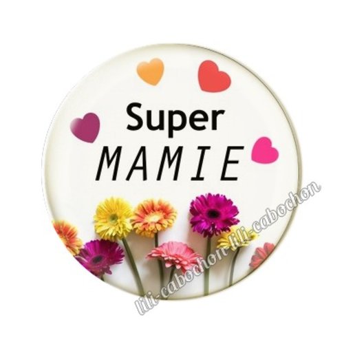 Cabochon résine a coller 25 mm mamie ai15