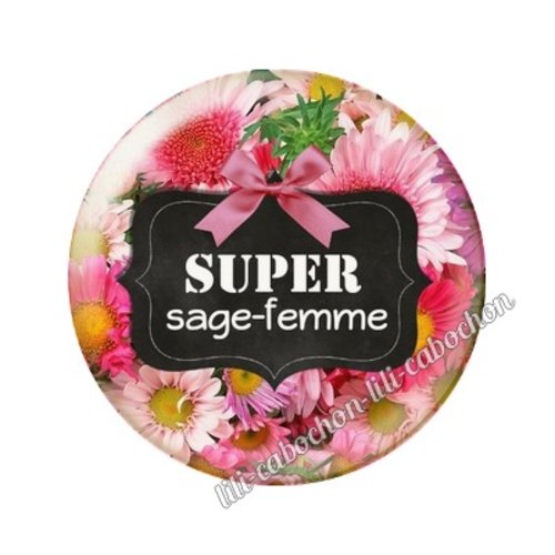 Cabochon résine a coller 25 mm sage-femme ai1