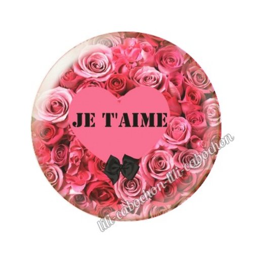 Cabochon résine a coller 25 mm je taime ai2