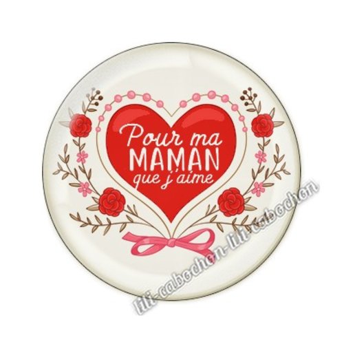 Cabochon résine a coller 25 mm maman ai10