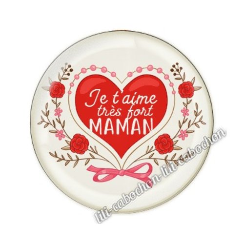 Cabochon résine a coller 25 mm maman ai13