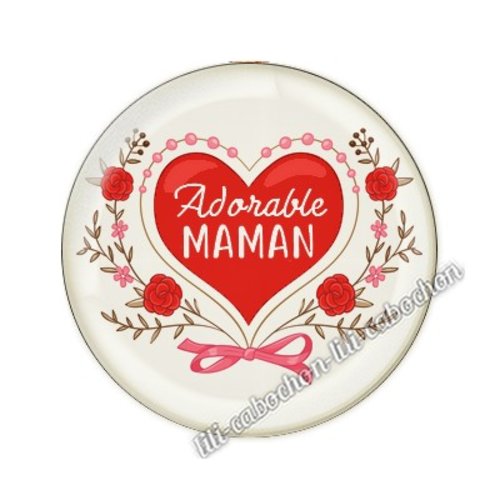 Cabochon résine a coller 25 mm maman ai14