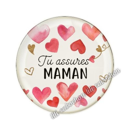 Cabochon résine a coller 25 mm maman ai18
