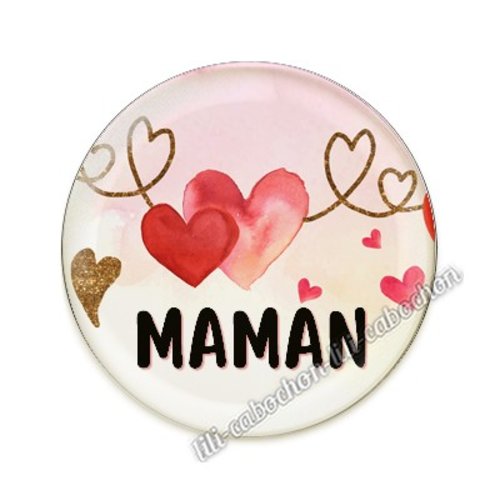 Cabochon résine a coller 25 mm maman mamounette ai49