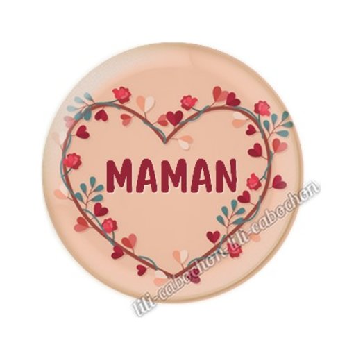 Cabochon résine a coller 25 mm maman mamounette ai50