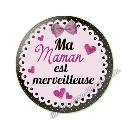 Cabochon résine a coller 25 mm maman am45