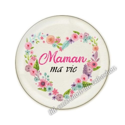 Cabochon résine a coller 25 mm maman am61