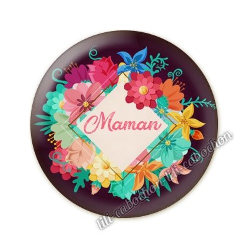 Cabochon résine a coller 25 mm maman am62