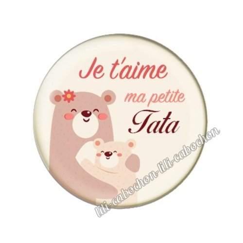 Cabochon résine a coller 25 mm tata a32