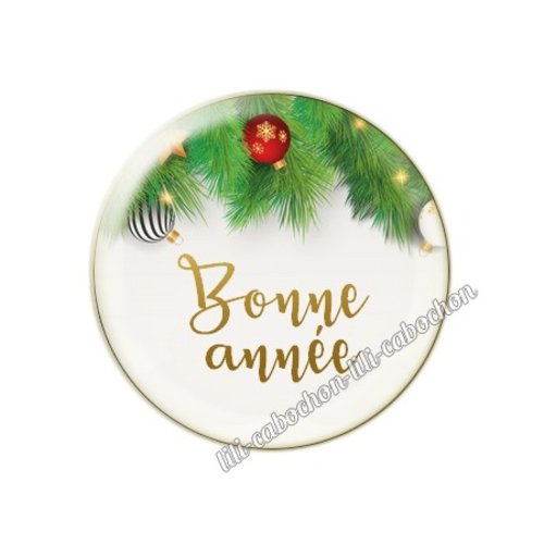Cabochon résine a coller 25 mm bonne année mc75