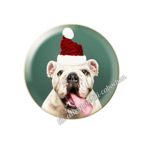 Cabochon résine a coller 25 mm noël chiot chien mc77