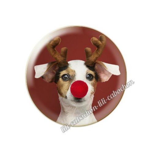 Cabochon résine a coller 25 mm noël chiot chien mc78