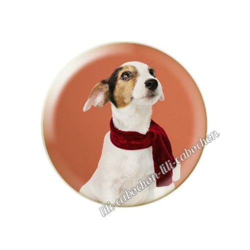 Cabochon résine a coller 25 mm noël chiot chien mc79