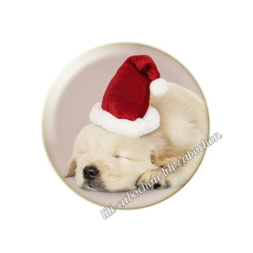 Cabochon résine a coller 25 mm noël chiot chien mc80