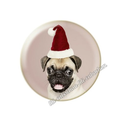 Cabochon résine a coller 25 mm noël chiot chien mc81