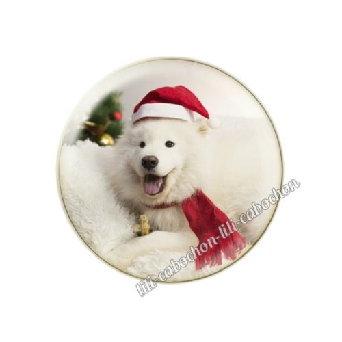 Cabochon résine a coller 25 mm noël chiot chien mc86