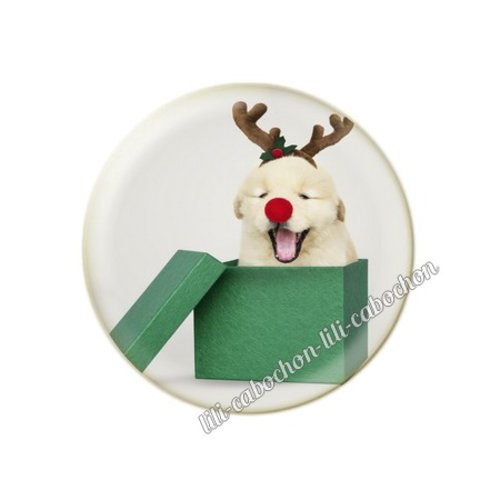 Cabochon résine a coller 25 mm noël chiot chien mc89