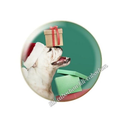 Cabochon résine a coller 25 mm noël chiot chien mc90