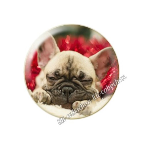 Cabochon résine a coller 25 mm noël chiot chien mc91