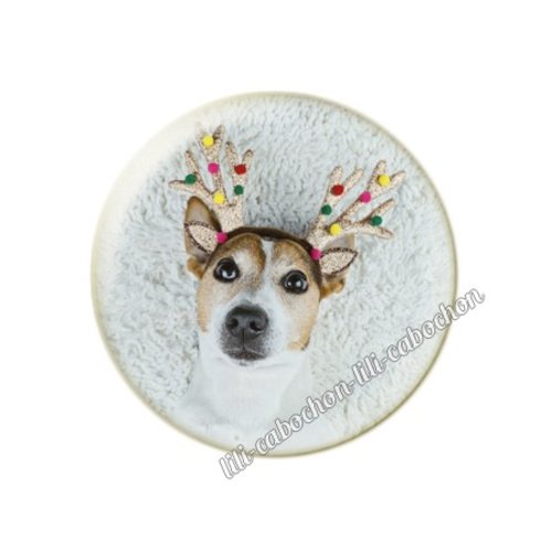 Cabochon résine a coller 25 mm noël chiot chien mc93