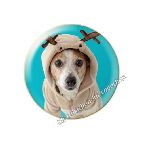 Cabochon résine a coller 25 mm noël chiot chien mc94