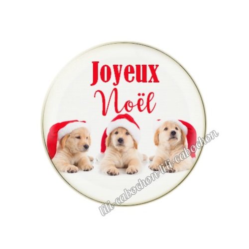Cabochon résine a coller 25 mm noël chiot chien mc96