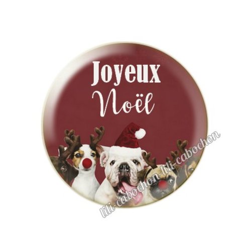 Cabochon résine a coller 25 mm noël chiot chien mc97