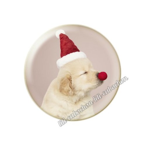 Cabochon résine a coller 25 mm noël chiot chien mc99