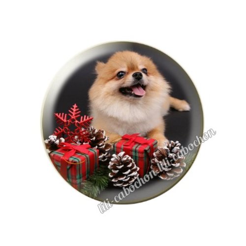 Cabochon résine a coller 25 mm noël chiot chien mc102