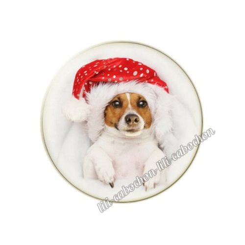 Cabochon résine a coller 25 mm noël chiot chien mc105