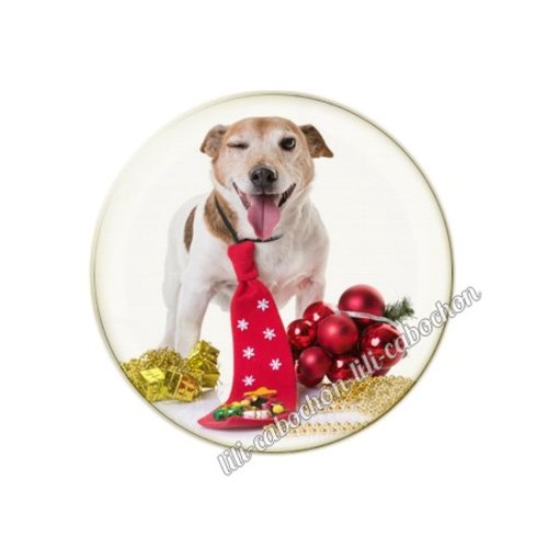 Cabochon résine a coller 25 mm noël chiot chien mc107