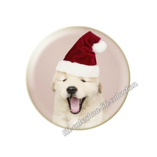 Cabochon résine a coller 25 mm noël chiot chien mc109