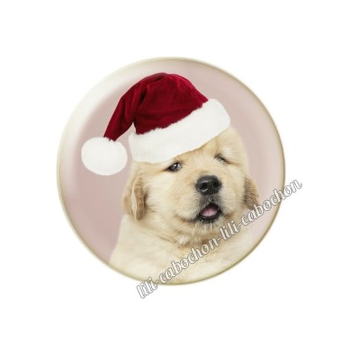 Cabochon résine a coller 25 mm noël chiot chien mc110