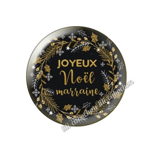 Cabochon résine a coller 25 mm noël marraine mca69