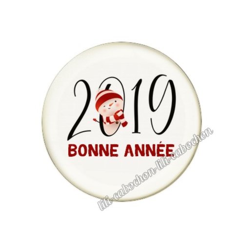 Cabochon résine à coller 25 mm bonne année no81