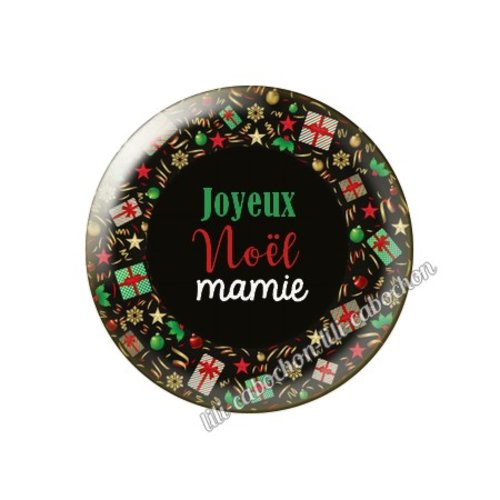 Cabochon résine à coller 25 mm joyeux noël mamie no3