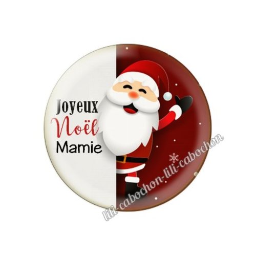 Cabochon résine à coller 25 mm joyeux noël mamie no5