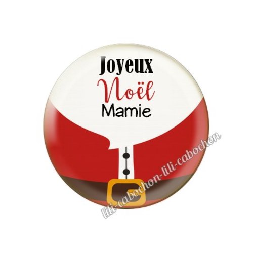 Cabochon résine à coller 25 mm joyeux noël mamie no7