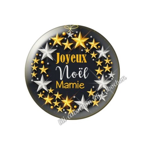 Cabochon résine à coller 25 mm joyeux noël mamie no8