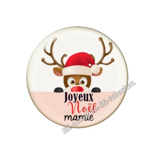 Cabochon résine à coller 25 mm joyeux noël mamie no10