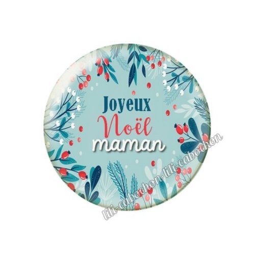 Cabochon résine à coller 25 mm joyeux noël maman no12