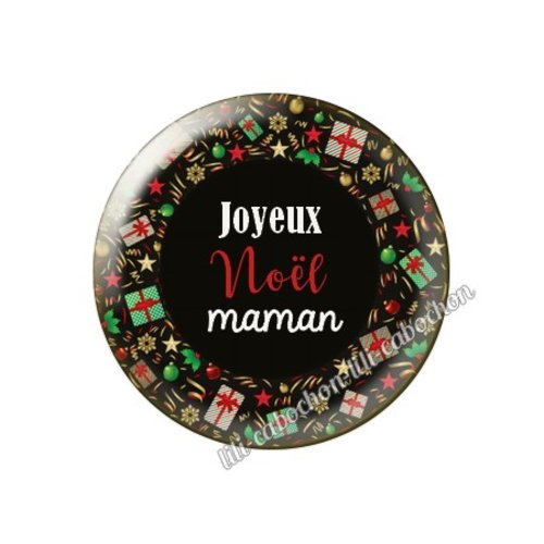 Cabochon résine à coller 25 mm joyeux noël maman no14