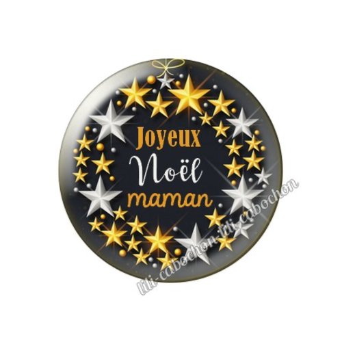 Cabochon résine à coller 25 mm joyeux noël maman no19