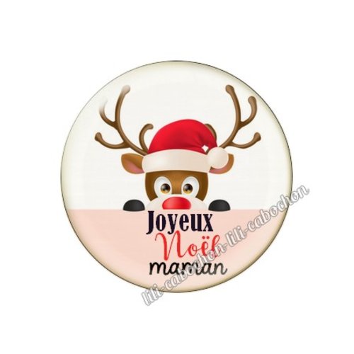 Cabochon résine à coller 25 mm joyeux noël maman no21