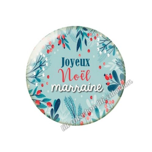 Cabochon résine à coller 25 mm joyeux noël marraine no45