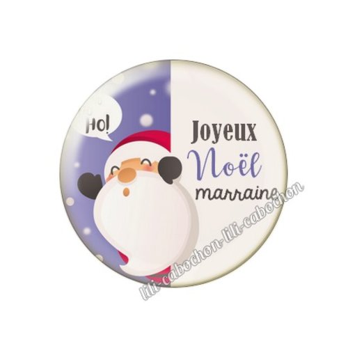 Cabochon résine à coller 25 mm joyeux noël marraine no46