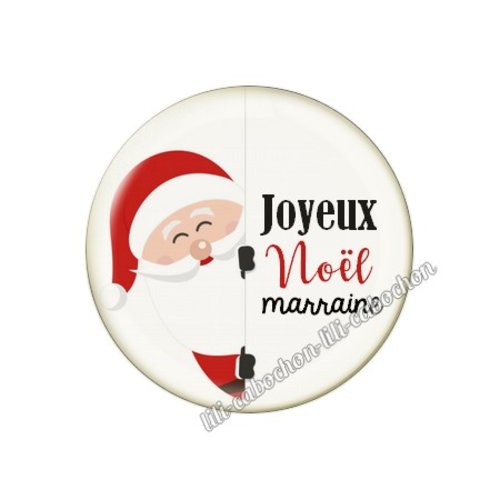 Cabochon résine à coller 25 mm joyeux noël marraine no48