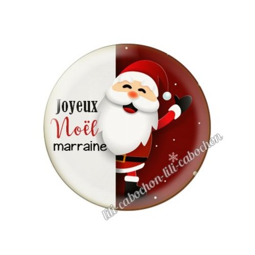 Cabochon résine à coller 25 mm joyeux noël marraine no49