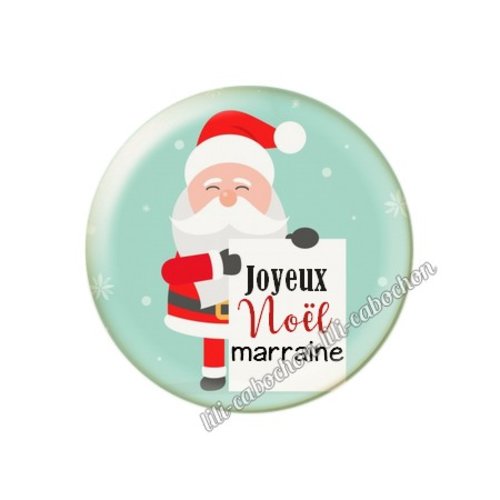 Cabochon résine à coller 25 mm joyeux noël marraine no50