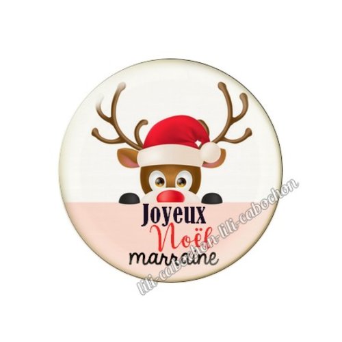 Cabochon résine à coller 25 mm joyeux noël marraine no54